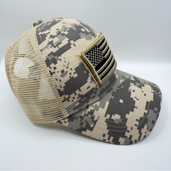 US Flag Camo Baseball Cap with Detachable Flag - Unisex Outdoor Hat - Picture 3 of 6